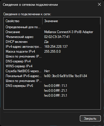 Свойства адаптера